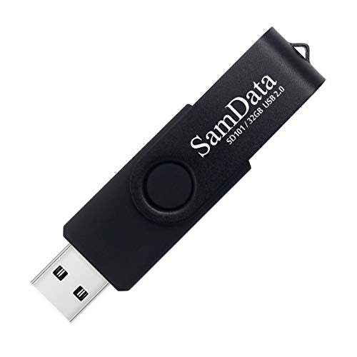 32GB USB Flash Drive 2 Pack – Swivel Thumb Drives with LED Light, Black & Blue