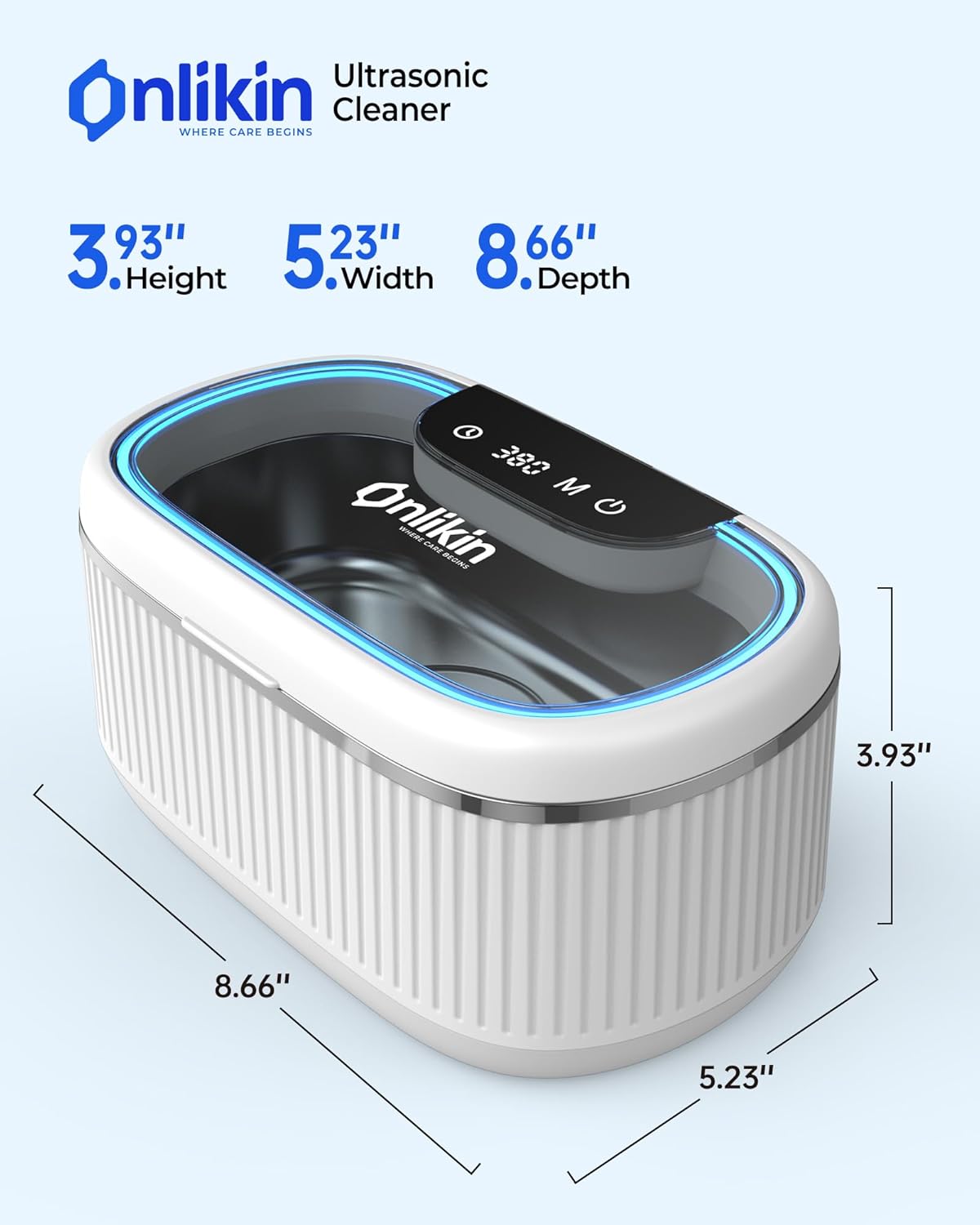 35W Ultrasonic Jewelry Cleaner, 45KHz Retainer Cleaner for Jewelry, 5 Timer & 3 Power Modes, Eyeglasses, Rings, Watch Strap, Dentures - 20oz (White)