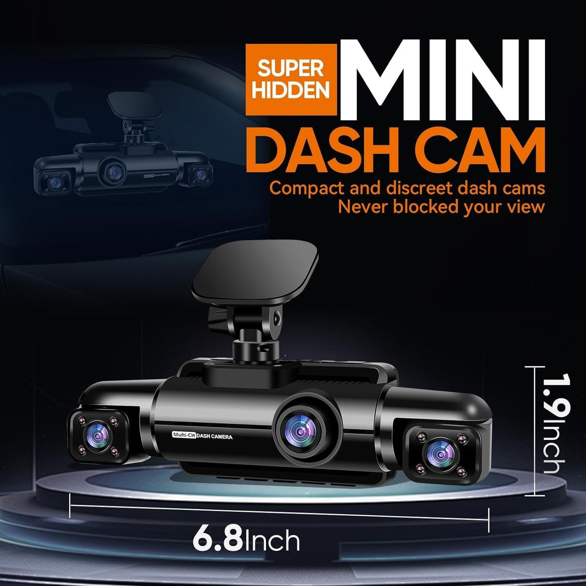 360° Dash Cam Front and Rear Inside, 4 Channel FHD 4 * 1080P, Wi-Fi GPS Voice Control Car Camera, Front 2K+1080P*2 Dash Camera for Cars