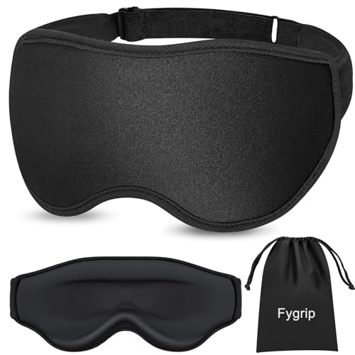 3D Eye Mask Sleep Mask for Men & Women, 100% Pressure-Free & Light Block-Out Eye Mask for Sleep with Easy Adjustable Strap, Night Eye Cover (Black)