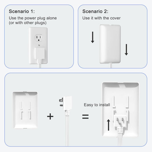 3FT Ultra Flat Plug Extension Cord Power Strip with 3 Outlets, Patented Detachable Ultra-Thin Outlet Cover Concealer & Ultra-Flat Plug