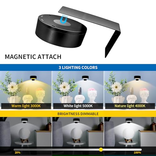 3PACK Picture Light Battery Operated with Remote, Painting Light for Wall Art with 3 Lighting Colors Dimmable, LED Art Display Accent Light on Wall