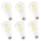 Dimmable Edison Bulbs, 4000K Daylight White, 6W Equivalent to 60 watt E26 LED Bulb, ST58 Vintage Light Bulbs, 600LM, 90+ CRI, E26 Base, Clear Glass, 6 Pack