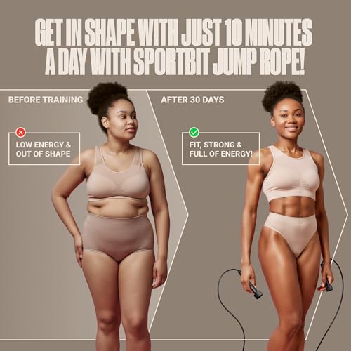 SPORTBIT Adjustable Jump Rope for Fitness and Exercise – Skipping Rope for Cardio, Boxing, and Weight Loss – Speed Rope perfect for Men & Women