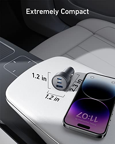 Anker USB-C Car Charger, iPhone 17 Car Charger, 67W 3-Port Compact Fast Charger, 535 Car Adapter with PIQ 3.0 for iPhone 17/16/15/14 Series, Galaxy S25/24/23, MacBook, iPad, and More (Cable Included)