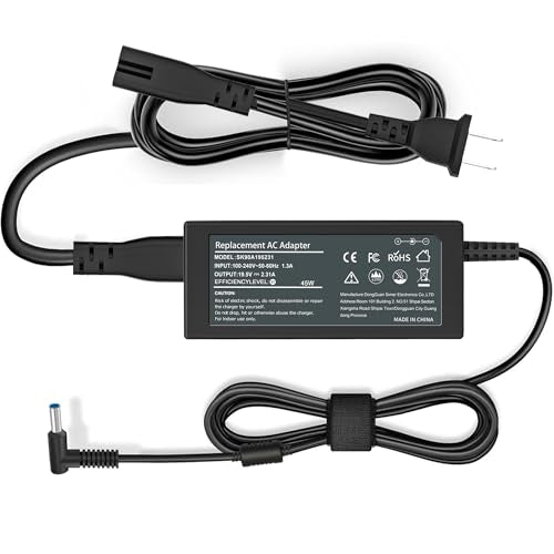 45W 19.5V 2.31A Charger Compatible with HP Laptop Computer, Pavilion x360 11 13 15, Zbook 14u G4 G5 15u 15, Notebook 14 15 17, Stream11 13 14, ProBook, EliteBook Smart Blue Tip Power Adapter