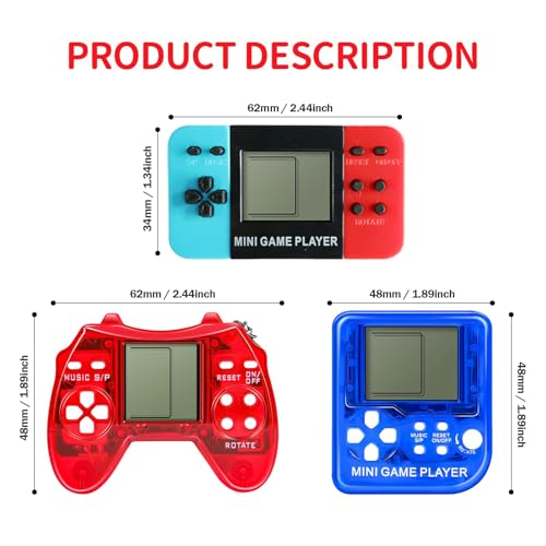 18Pcs Video Game Party Favors for Kids, Arcade Video Game Birthday Supplies Mini Gaming Console Keychain Classroom Prizes for Boys and Girls