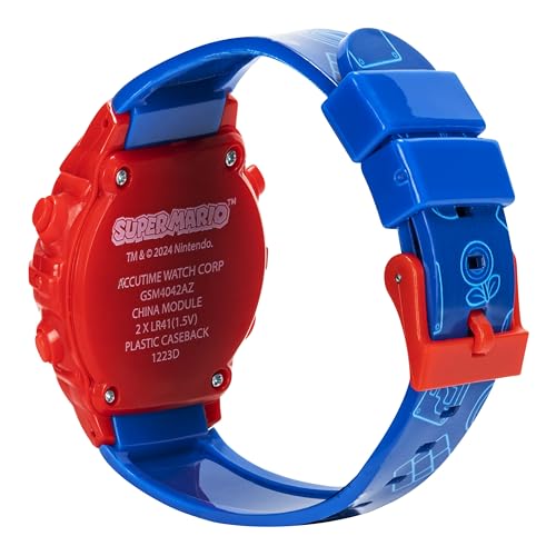Super Mario Kids Digital Watch with Yoshi, LED Light Show, Soft Silicone Strap, Durable Kid-Friendly Design, Fun Time-Telling for Boys and Girls