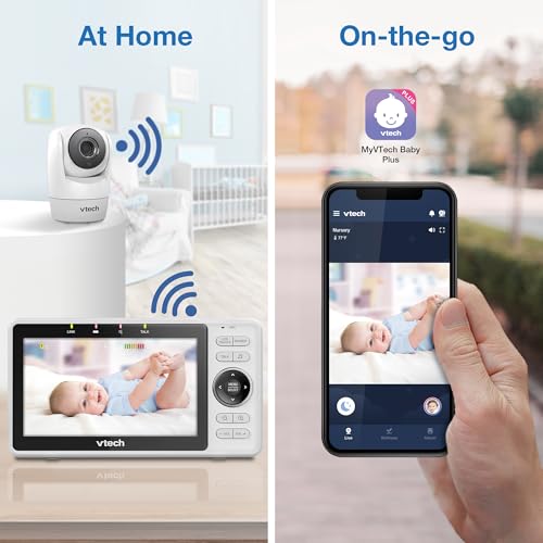 VTech VM901 Smart WiFi Baby Monitor – 1080p Camera, 5" HD Screen, Remote Pan Tilt Zoom, Free App, Night Vision, No Subscription