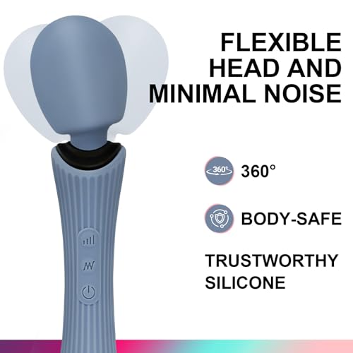 Cordless Handheld Personal Massager - Soft Silicone & Waterproof & USB Rechargeable & Quiet Motor, with 12 Vibration Patterns, 3 Powerful Speeds, for Muscle Tension Relief - Rose Blue