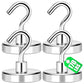 MIKEDE Magnetic Hooks Heavy Duty, 170Lbs+ Super Strong Magnet Hooks for Cruise Essentials, Neodymium Earth Magnets with Hook for Hanging, Magnetic Hanger for Fridge, Toolbox, Storage - 4 Pack