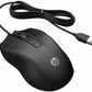 HP Wired Mouse 100 - Precise Optical Sensor with 1600 DPI - Easy USB Connection - Ambidextrous Design - 3 Button Control & Built-in Scrolling - Multi-OS Compatible (6VY96AA#ABL)