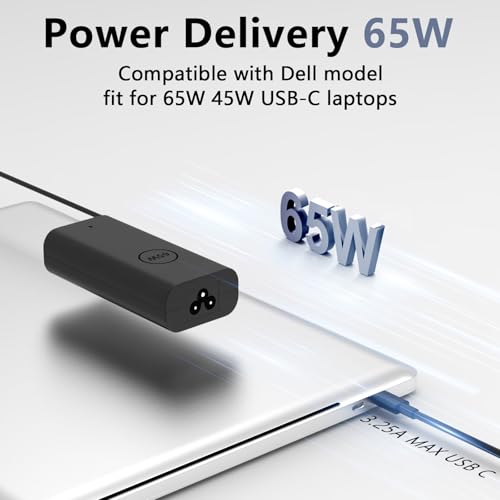 Replacement for Dell Laptop Charger 65W USB-C;Compatible with All Dell Computer 65 Watt USB Type C Power Adapter