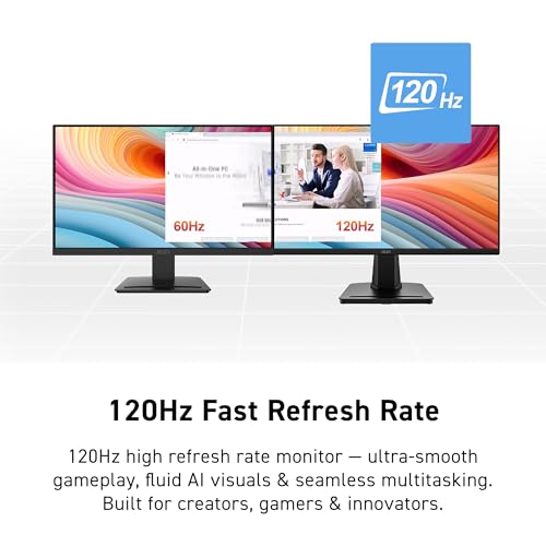 msi PRO MP225 E12VL, 22-inch IPS 1920 x 1080 (FHD) Computer Monitor, 120Hz, Adaptive-Sync, HDMI, Video Port, VESA Mountable, Tilt, 1ms, Black