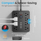 Surge Protector Power Strip, 8 Outlets(1250W/10A), 6 USB Charging Ports(2 USB C), 6FT Flat Plug Extension Cord Outlet Extender with Overload Protection, ETL Certified for Office, Dorm Room