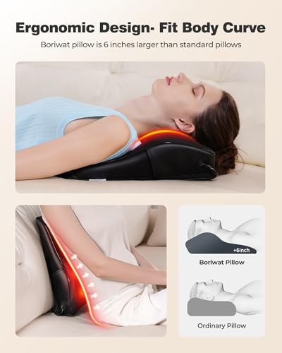 Boriwat Neck Massager with Heat, Back Massager & Deep Tissue Massager, 3D Kneading Massage Pillow for Neck, Back, Shoulder, Leg, Gifts Men Women Mom Dad, Stress Relax at Home Office and Car (Brown)