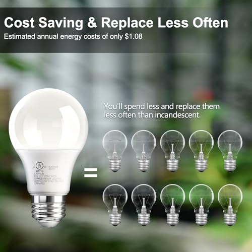 TJOY 6 Pack A19 LED Light Bulbs, 60 Watt Equivalent LED Bulb, Soft Warm White 2700K, Efficient 9W, E26 Standard Base, Non Dimmable Energy Saving Lightbulb, 800LM, 80 CRI, 120V, UL Listed