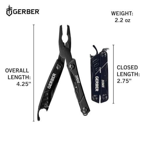 Gerber Dime 12-in-1 Mini Multitool Pliers, Pocket Knife,Bottle Opener,Black