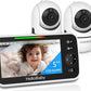 HelloBaby Upgrade 5’’ Baby Monitor with 30-Hour Battery, 2 Cameras Pan-Tilt-Zoom, 1000ft Range Video Audio Baby Monitor No WiFi, VOX, Night Vision, 2-Way Talk, 8 Lullabies and Temperature