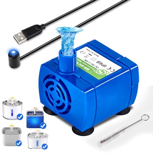 Cat Water Fountain Pump, Pet Water Fountain Pump Replacement Pump DR-DC160 Motor for for Round, Cubic, Flower Cap Cat Fountain