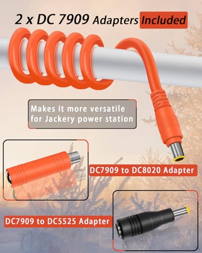 YEZriler 14AWG Car Charging Cable for Jackery Portable Power Station Explorer 3000 2000 1500 1000 880 550 500 300 290 240 160 Jackery Accessories Cigarette Lighter Charger DC Adapter Cord 2M - Orange