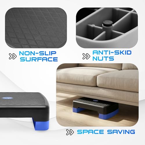 Yes4All Aerobic Exercise Step Platform, Exercise Stepper with Risers for Cardio and Strength Training, Workout Stepper for Home Gym