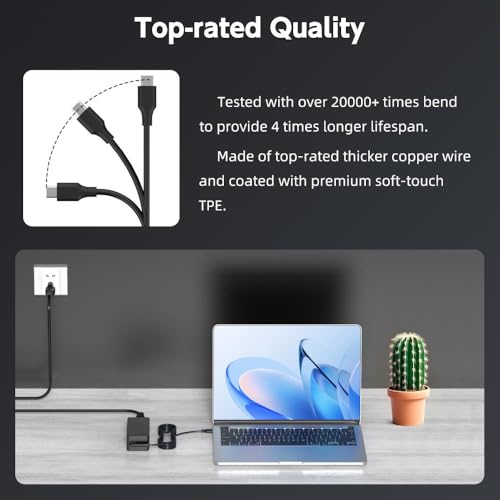 90W USB C Laptop Charger Compatible with Lenovo Thinkpad/Yoga, Dell Chromebook/Latitude/XPS, HP, Asus, Samsung, Acer, Google Type C Laptop Power Supply Cord