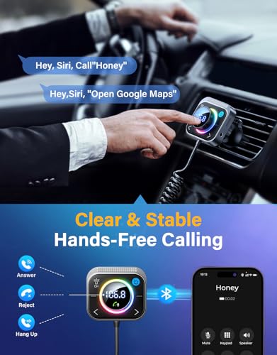 JOYROOM 96W FM Transmitter Bluetooth 6.0 Car Adapter Aux with 3 Charging Ports【PD 60W & 2 * 18W】【Air Vent Installation for Safe】 Deep HiFi Bass Player Wireless Radio Fun Car Accessories Gift Set