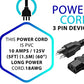 Standard 5ft (1.5m) 10 Amps 125 Volts Black 3 Prong AC Power Cord Cable for Electronics, TV, Computer, Printer, Radio, Monitor, Samsung, Dell, Vizio, LG, Asus, Laptop and More