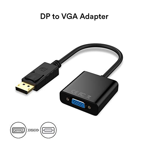 Adapter, DisplayPort (DP) to VGA Male to Female Converter (Black)