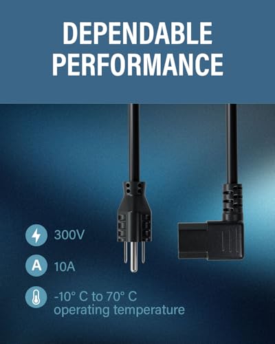 C2G 6FT Premium 90 Degree Replacement AC Power Cord - Durable Power Cable for TV, Computer, Monitor, Appliance & More (24240)