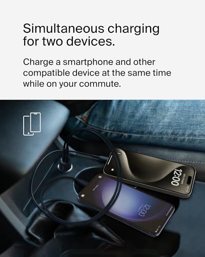 Belkin BoostCharge 42-Watt Dual Port Fast Car Charger w/30W USB-C & 12W USB-A Ports for iPhone 16, 16 Pro, Galaxy S26, S25, Pixel 10 & 9, Nintendo Switch 2 & More - Black