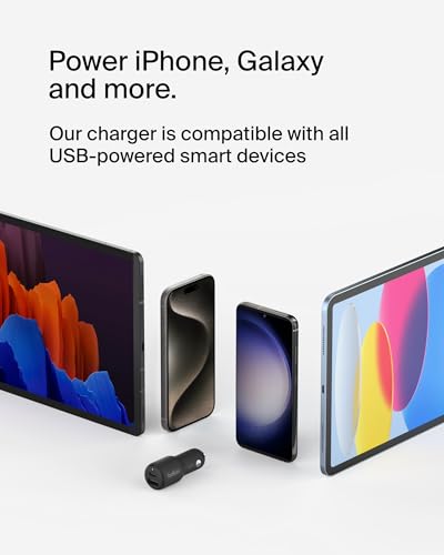 Belkin BoostCharge 42-Watt Dual Port Fast Car Charger w/30W USB-C & 12W USB-A Ports for iPhone 16, 16 Pro, Galaxy S26, S25, Pixel 10 & 9, Nintendo Switch 2 & More - Black