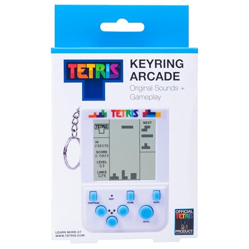 Tetris Keyring Handheld Arcade Game – Officially Licensed Mini Retro Console with LCD Screen, Sounds & 2 Game Modes – Portable Classic Puzzle Toy, Travel Gift, Retro Gamer. Officially Licensed.