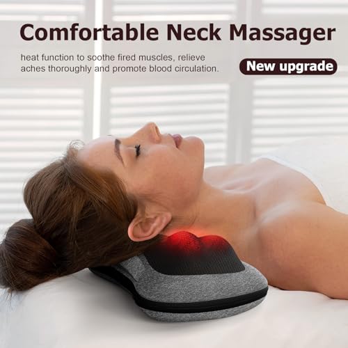 VIKTOR JURGEN Shiatsu Back & Neck Massager with Heat – 3D Deep-Kneading Massage Pillow for Full Body Relaxation (Home, Office & Car Use, Gift for Men & Women)