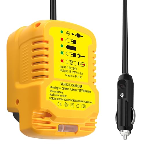 Car Battery Charger Replace for Dewalt 20V 60V MAX Lithium Ion Battery Charger DCB203 DCB201 DCB204 DCB206 DCB606 DCB609 Vehicle Charger(NOT for 12V)