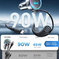 USB C 90W Car Charger for iPhone 17/16 Pro Max, PD & QC3.0 w/5 ft 45W Type Coiled Cable, Fast Car Phone Charger Adapter for iPhone 17Air/15 Pro, Samsung Galaxy S26/S25/S24, Pixel 10/LG/Android, iPad