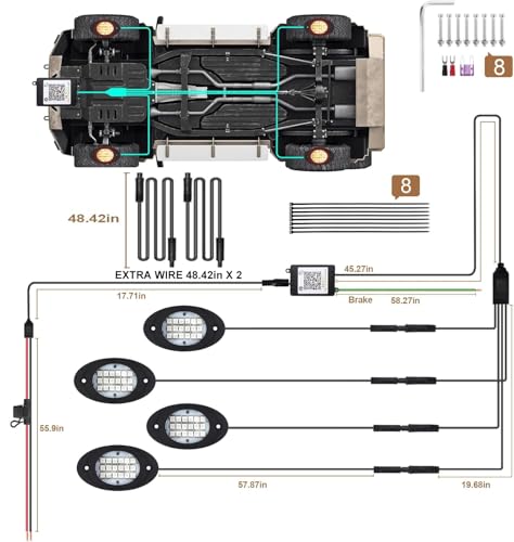 4 Pods RGB LED Rock Lights, Underglow Multicolor Neon Light Kit, Wheel Well Light with APP Control & Music Mode, Under Glow Lights for Trucks,Jeep,SUV,Golf Cart,ATV,Pickup Off Road,12V