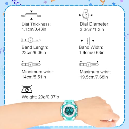Juboos Kid's Digital Watch for Boys and Girls, Waterproof LCD Digital Sports Kids Watch with 7 Color LED Lights, Stopwatch, Alarm