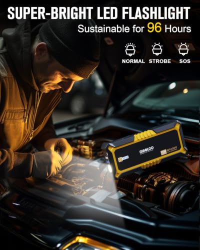 GOOLOO GP4000 Jump Starter 4000A Peak Car Starter (All Gas,up to 10.0L Diesel Engine) SuperSafe 12V Lithium Jump Box,Auto Battery Booster Pack,Portable Power Pack with USB Quick Charge and Type C Port