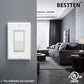 BESTTEN 10 Pack Single Pole Decorator Light Switch with Wallplate, 15A 120/277V, Rocker Paddle Wall Switch, On/Off Interrupter for LED and Other Lamps