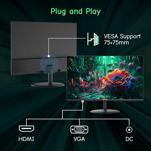 SANSUI Computer Monitor 24 inch Eye Care FHD 1080P Display HDMI,VGA Ports with 178° Viewing Angle/Frame-Less/Tilt/VESA Compatible for Office and Home