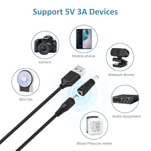 Powseed 5V Universal DC Power Cable, USB to DC Charging Cord with 13pcs Adapter Plugs for Webcam Router, Recorder, Bluetooth Speaker, Scanner, DVR, Hard Disk Box, USB-HUB etc.