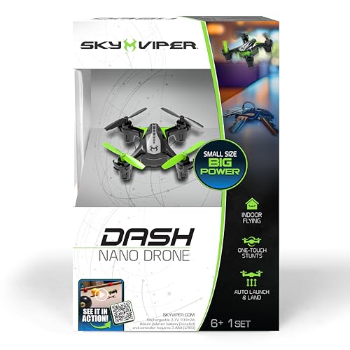 Sky Viper Dash Nano Performance RC Drone, Fast Safe Indoor Flying, Rechargeable Battery