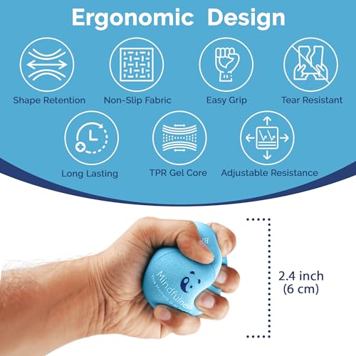 Mind & Body Stress Balls for Adults - Multi-Density Squeeze Balls for Hand Therapy & Grip Strengthening - Stress & Anxiety Relief - Soft to Triple Density Options