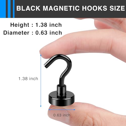 LOVIMAG Magnetic Hooks, 12 Pack 30lbs+ Magnet Hook 2026 Cruise Cabin Ship Essentials Heavy Duty Strong Magnets Refrigerator Fridge Hanging for Classroom Beach Vacation Kitchen Grills (Black)