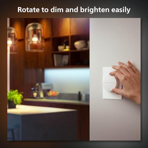Philips Hue Wall Tap Dial Light Switch, Portable, White - 1 Pack - Requires Lights and Bridge - Smart Home - Easy, No-Wire Installation