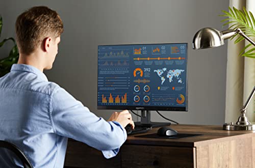 Basics 24-inch Full HD IPS Monitor, 75 Hz, 1080P, HDMI, Display Port and VGA Input, Adjustable Stand, VESA Compatible, Built-in Speakers for Office and Home, Black