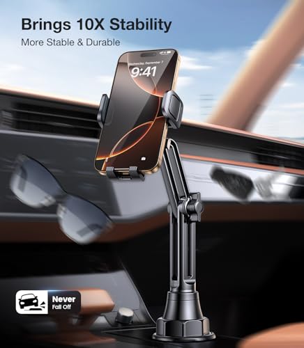 Coolpow Cup Holder Phone Holder for Car Phone Holder Cup Holder Phone Mount【Ultra Stable & Never Shake】 Phone Holders for Your Car Cupholder Cell Phone Car Mount for iPhone Samsung All Smartphones