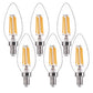 FLSNT 60W Equivalent LED Chandelier Light Bulbs, Dimmable, E12 Base, Clear B11 LED Filament Candelabra Bulbs, 2700K Soft White, 6 Pack
